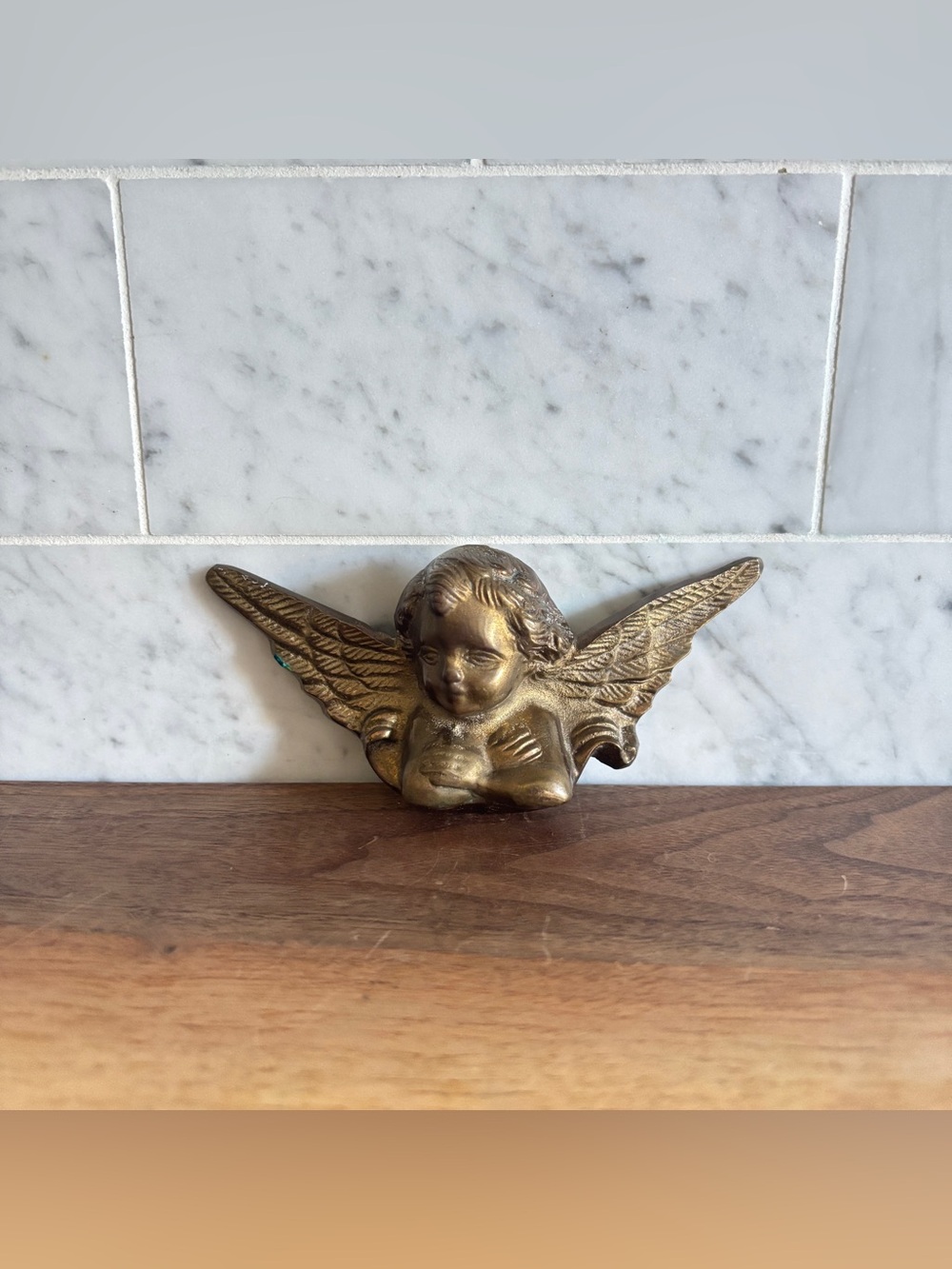 Vintage Brass Cherub Angel Wall Ornament | Wall Hanging